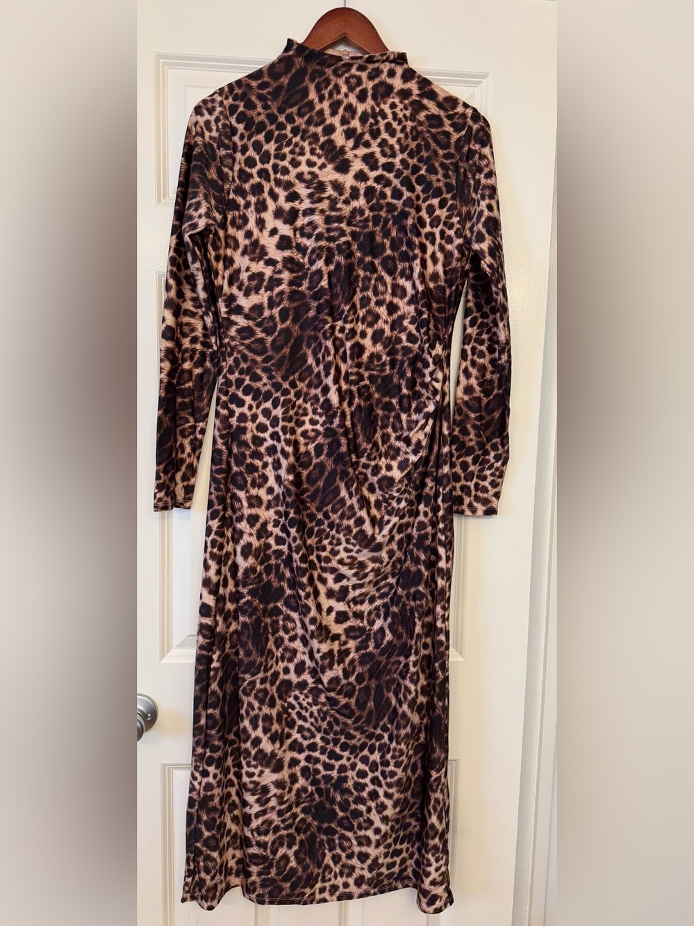 Good American Leopard Print Long Sleeve Dress XL Animal Print long Dress